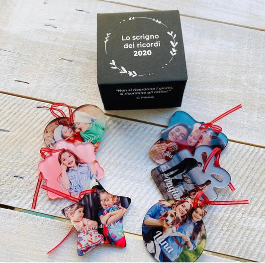 Kit 6 Addobbi in plexiglass + scatola RICORDI