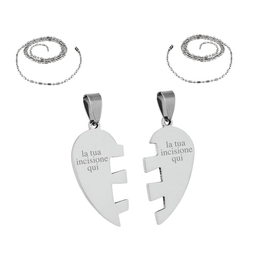 Coppia Collane cuore ad incastro