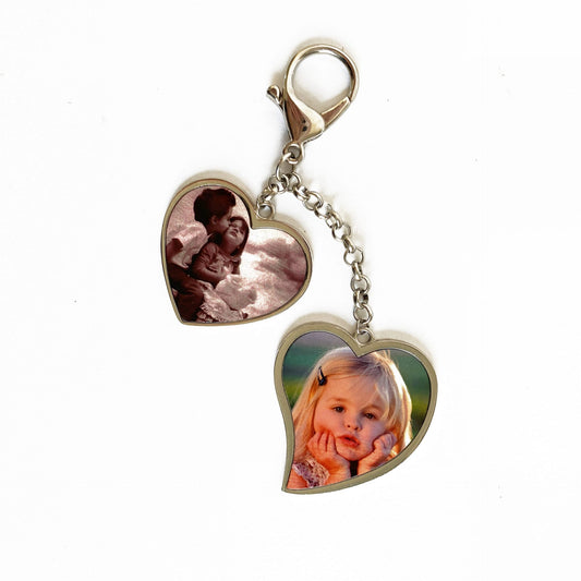 Portachiavi acciaio 2 ciondoli cuore